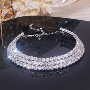 Rhinestone Crystal Choker Necklace Set