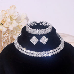 Rhinestone Crystal Choker Necklace Set