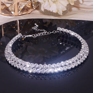 Rhinestone Crystal Choker Necklace Set