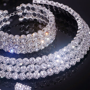 Rhinestone Crystal Choker Necklace Set