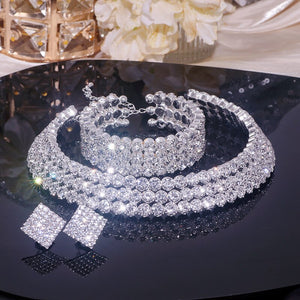 Rhinestone Crystal Choker Necklace Set