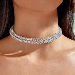 Rhinestone Crystal Choker Necklace Set