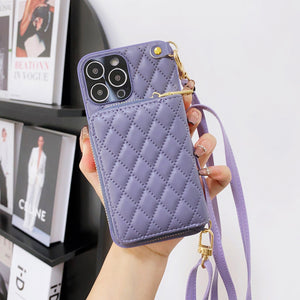 Zipper Wallet Leather Case for iPhone